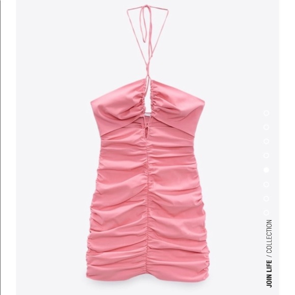 NWT Zara Pink Cut Out Draped Ruched Mini Dress - Picture 4 of 8